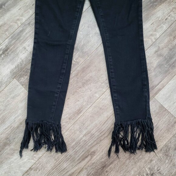 Blank NYC Black Super Fray Hem Skinny Jeans Women's Grunge Black 26 - Picture 6 of 9